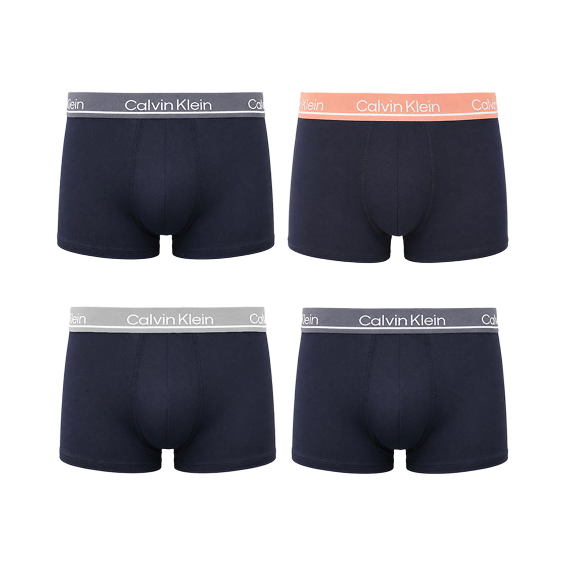 NP2755O403 Calvin Klein Microfiber Stretch Plus Low Rise 4-Pack Trunks Navy