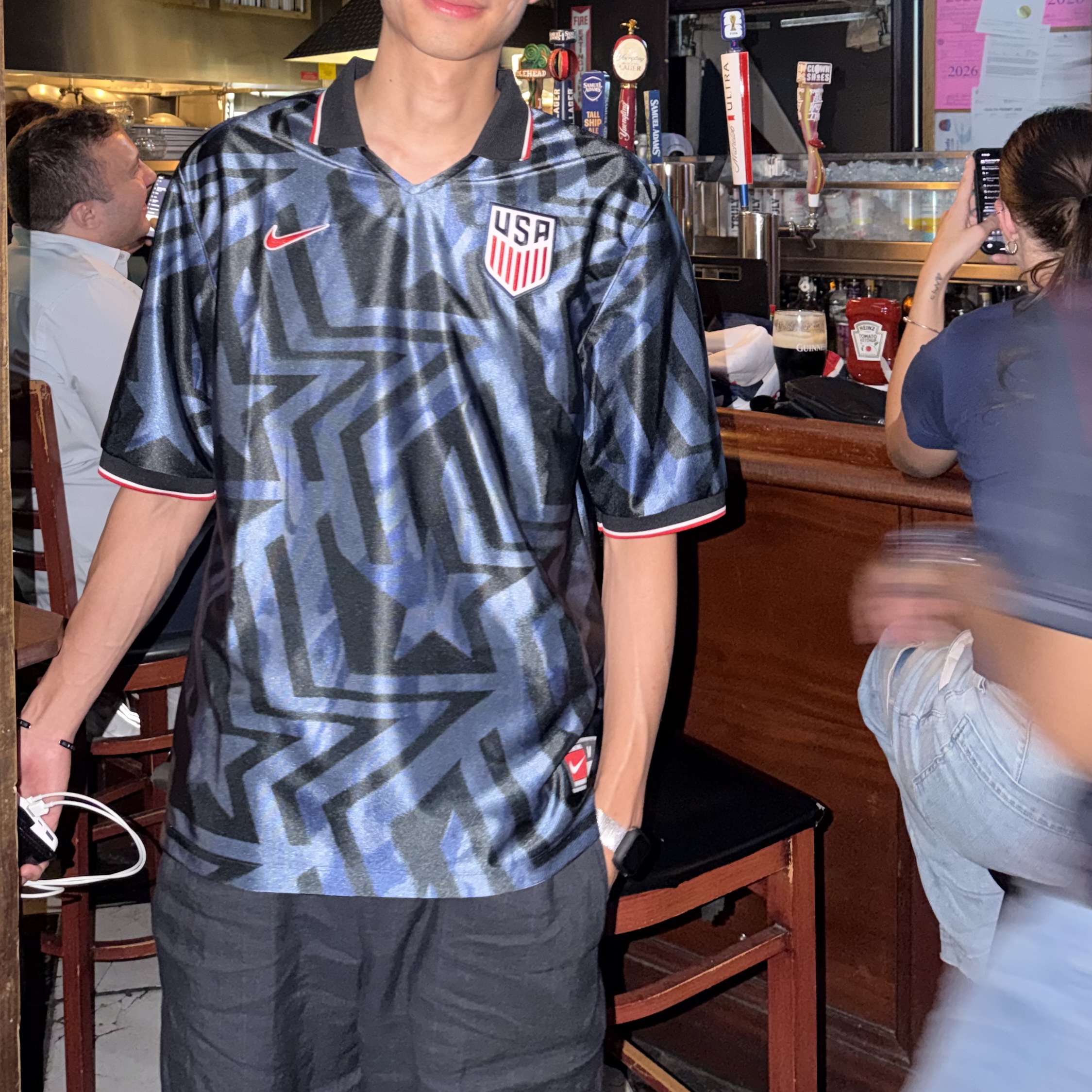Nike x Virgil Abloh Archive USA Polo Shirt White Challenge Red (IM3986-100) 착용 스타일