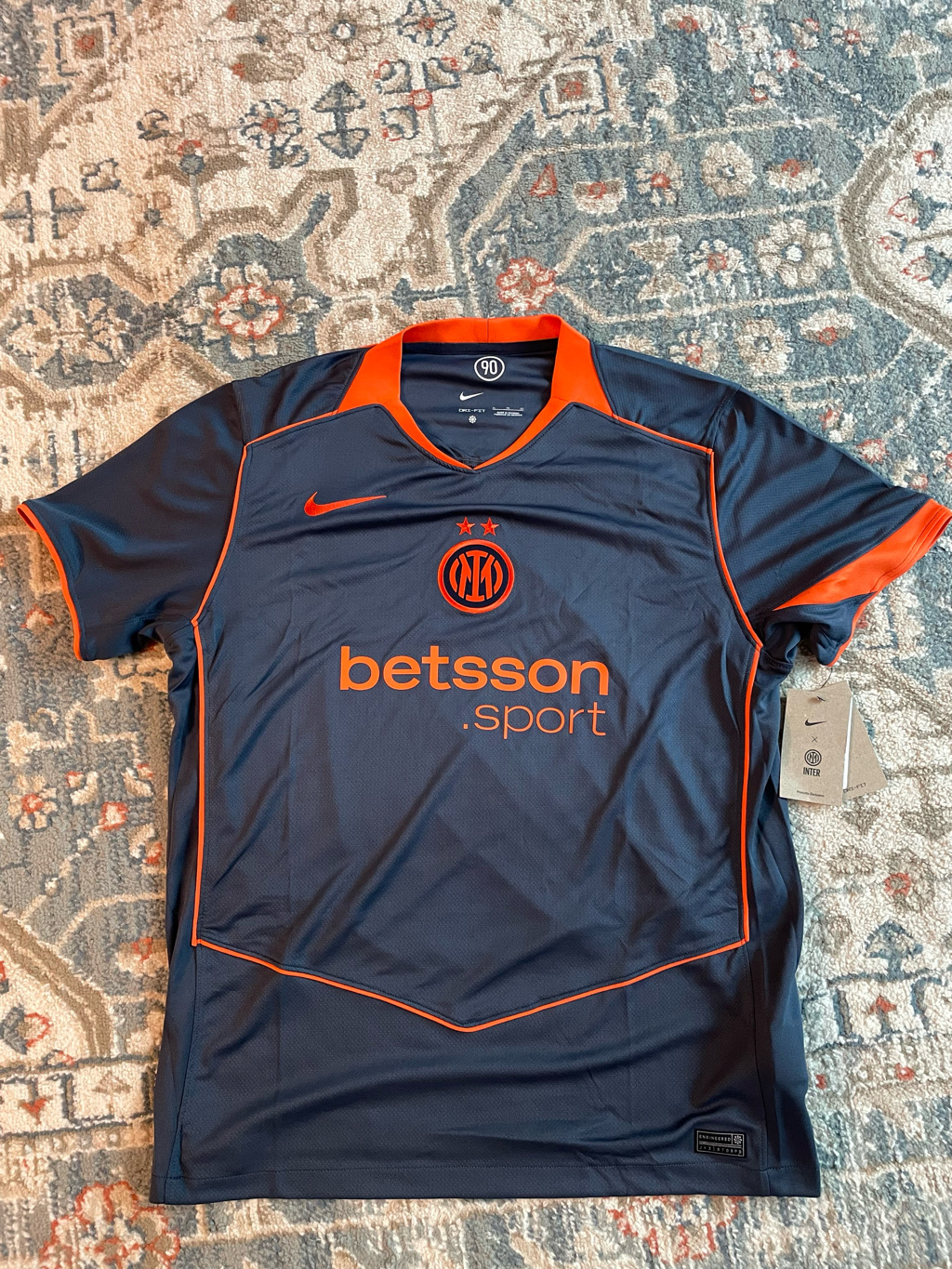Nike Inter Milan 2025/26 Stadium Third Dri-Fit Total 90 Soccer Replica Jersey Thunder Blue Safety Orange (Non Marking Ver.) 착용 스타일 - 1
