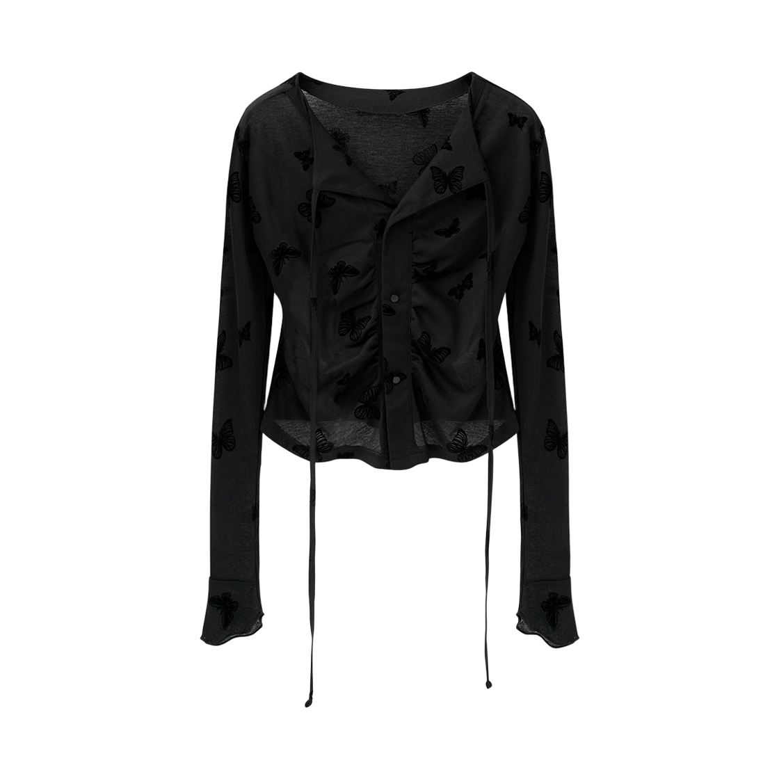 AD61TS06BK Avandress Nina Butterfly Slub Cardigan Black
