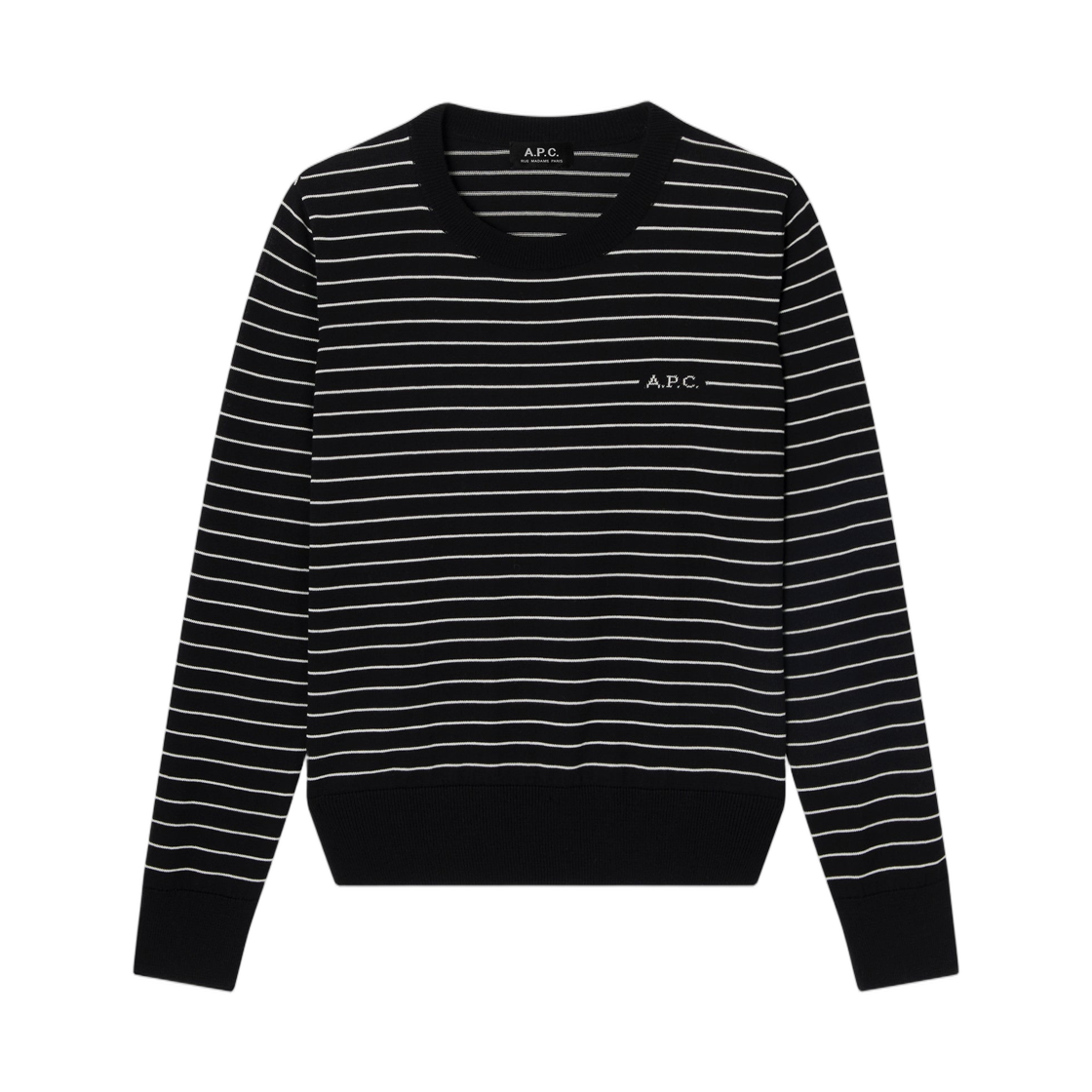 COHLP-F23510-TZI (W) A.P.C. Fitted Striped Black Sweater Noir Ecru