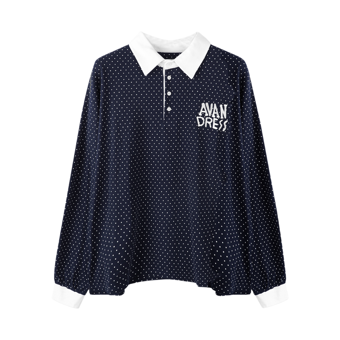 AD61TS05NV Avandress Trisha Dot Pk Collar T-Shirt Navy
