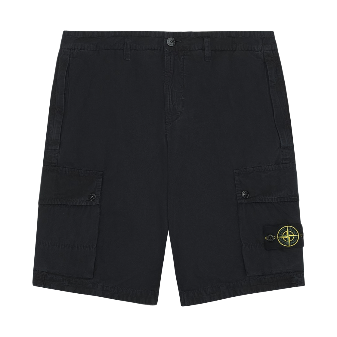 K1S15L1000-11S00WA-V0120 Stone Island L100011 Brushed Organic Cotton Canvas Old Effect Slim-Fit Cargo Bermuda Shorts with Zipper Pockets Blue - 25SS
