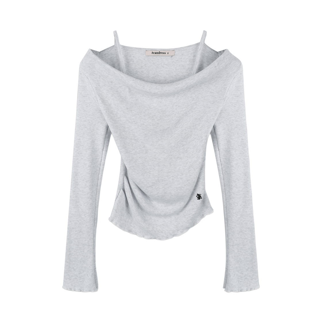 AD61TS13LG Avandress Rena Layered Knit Tee Light Grey