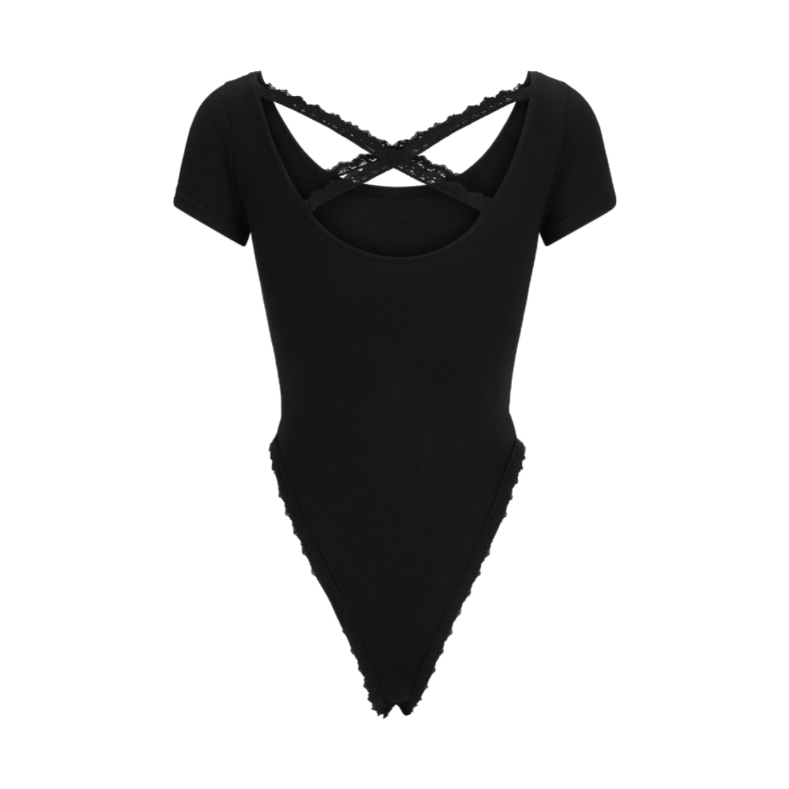 이유씨티 백리스 레이스 스퀘어넥 바디수트 - 블랙(EUCT Backless Lace Square Neck Body Suit - Black) - 2