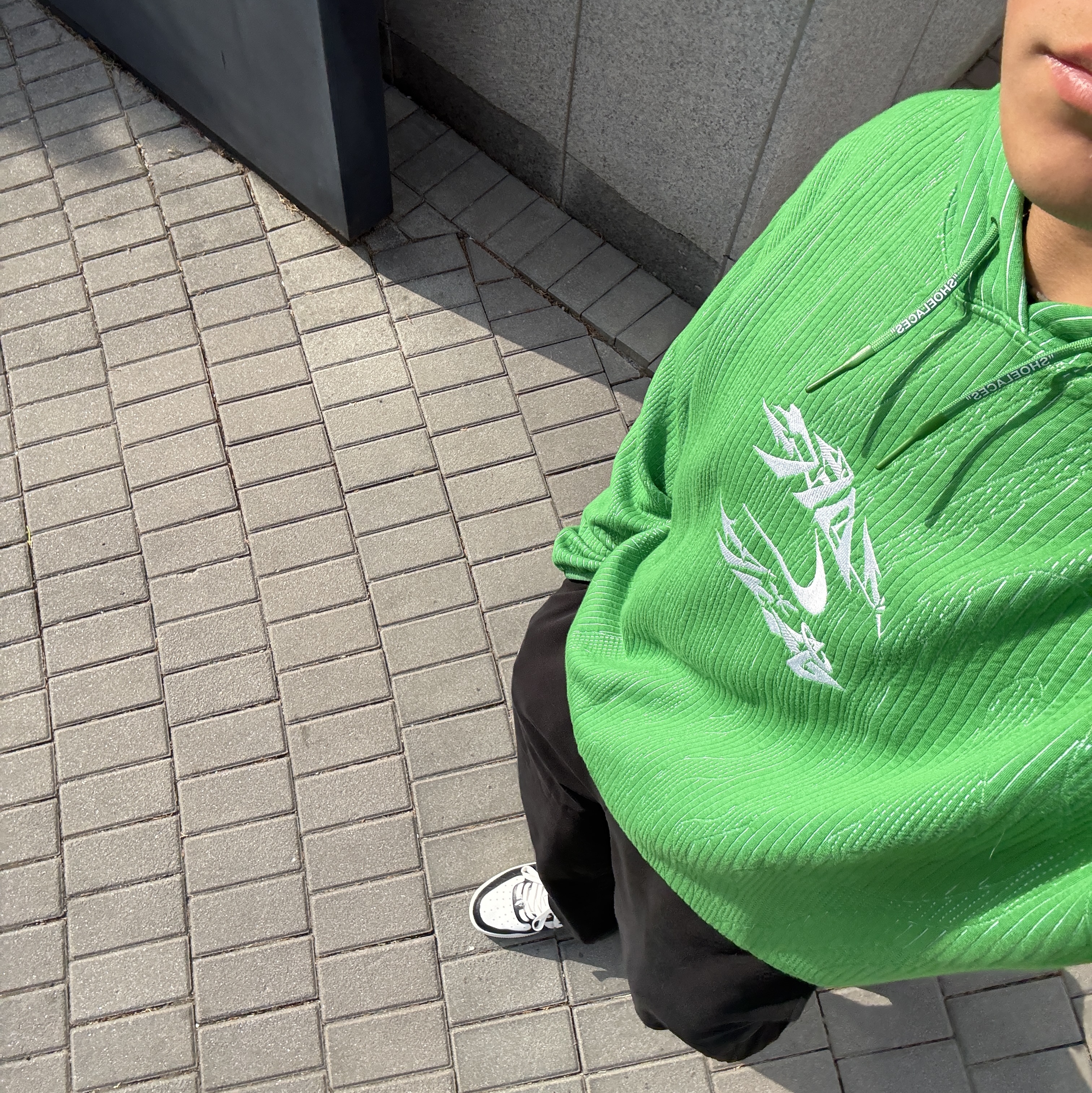 Nike x Off-White Engineered Hoodie Kelly Green - Asia, BAPE Sta #1 Black 착용 스타일 - 1