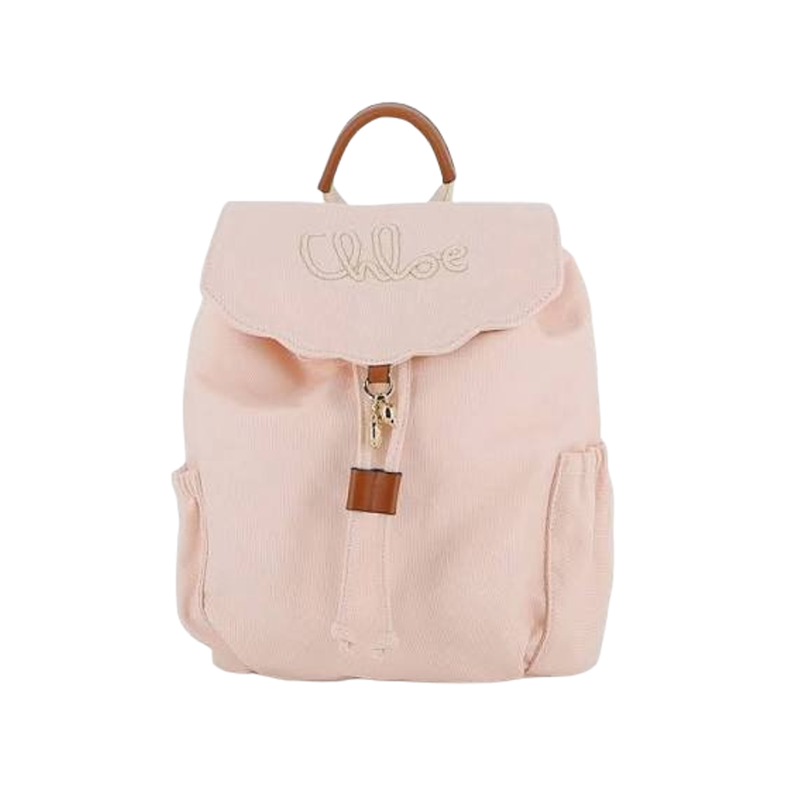 (키즈) 끌로에 로고 자수 캔버스 백팩 파스텔 핑크((Kids) Chloe Logo Embroidery Canvas Backpack Pastel Pink)