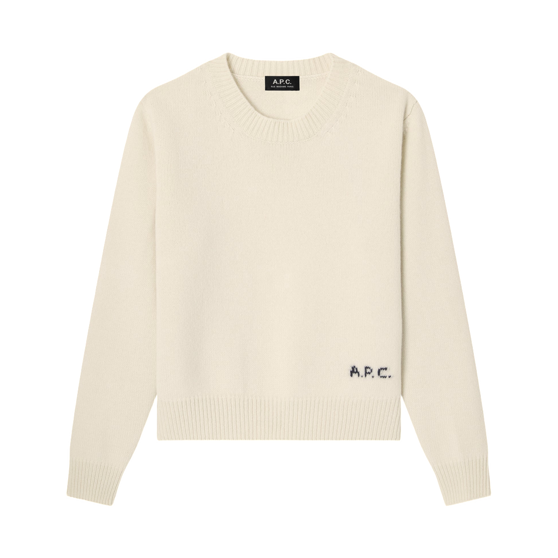WOASW-F23498-AAD (W) A.P.C. Ecru Boxy Wool Sweater Ecru