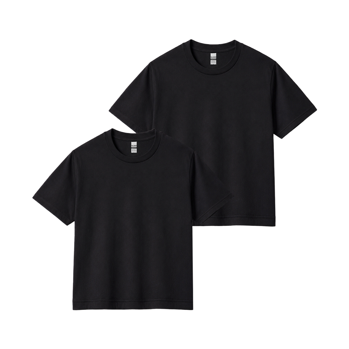 길단 세미 크롭 티셔츠 블랙 2팩(Gildan Semi-cropped T-shirt Black 2Pack)