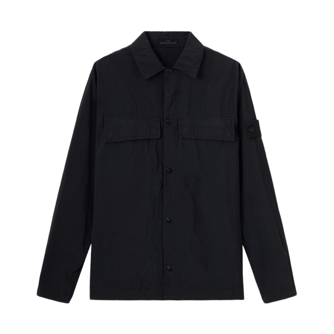 L2S1512000-44S00F6-V0029 Stone Island 1200044 Nylon Smerigliato_S.I. Ghost Comfort-Fit Snap-Front Overshirt with Chest Pockets Black - 26FW
