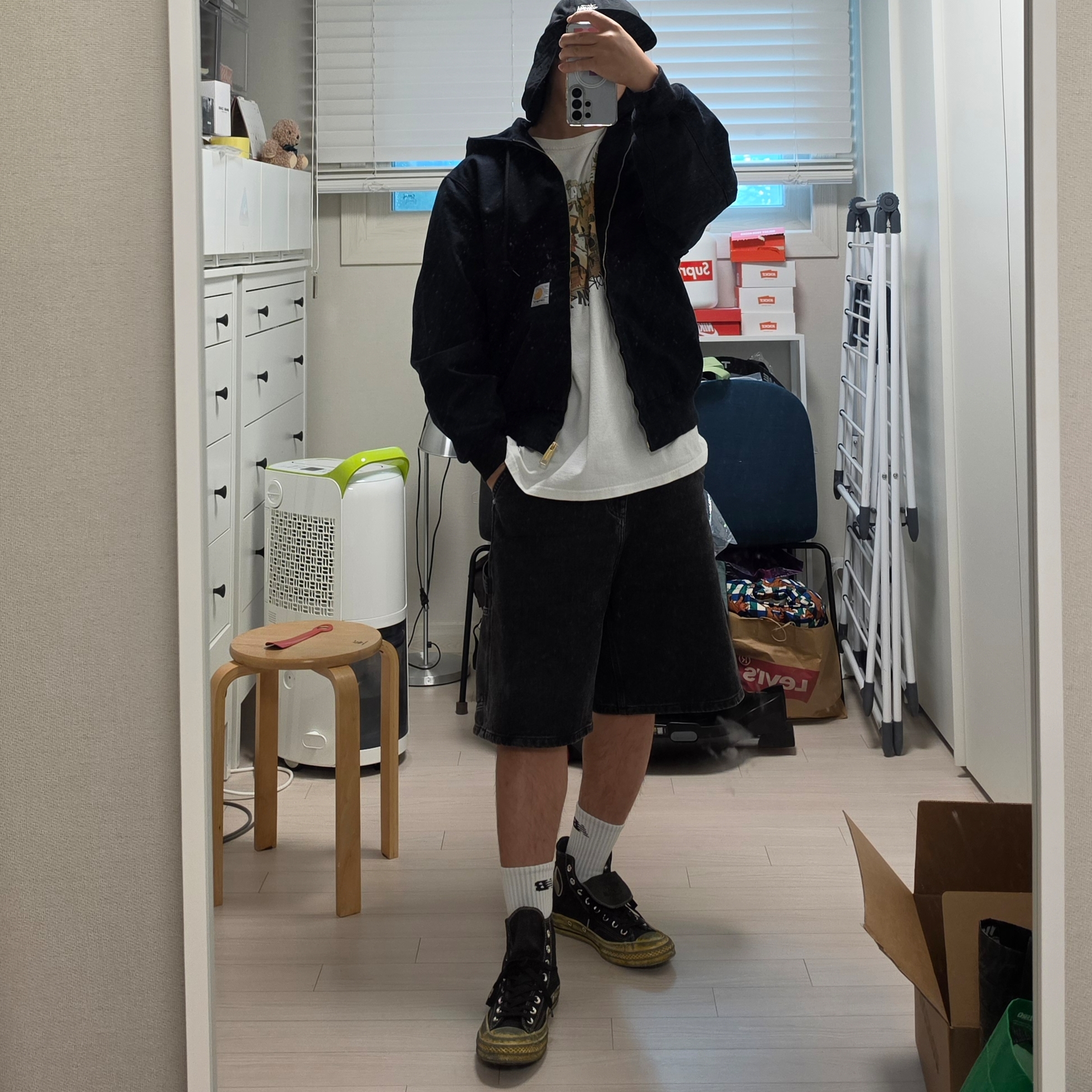 Carhartt WIP OG Active Jacket Black 착용 스타일 - 3