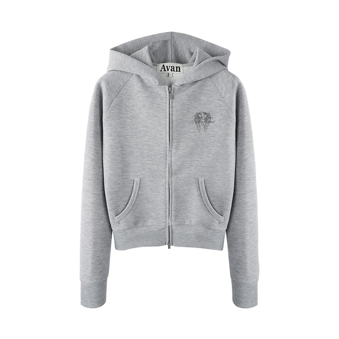 어반드레스 다크 윙 크롭 후디 집업 그레이(Avandress Dark Wing Crop Hoody  Zip-Up Grey) - 1