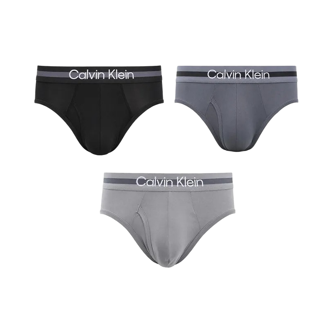 NP2767O021 Calvin Klein Refined Micro Stretch 3-Pack Hip Briefs Black Turbulence