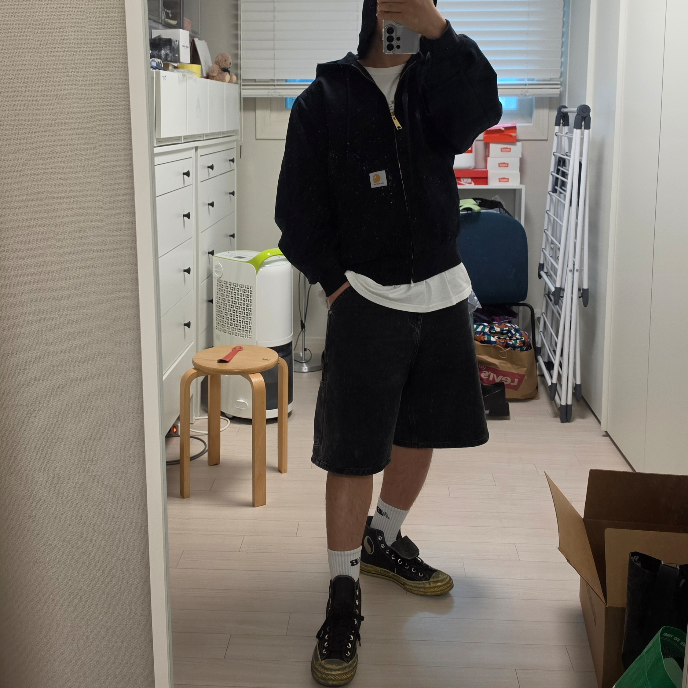 Carhartt WIP OG Active Jacket Black 착용 스타일 - 2
