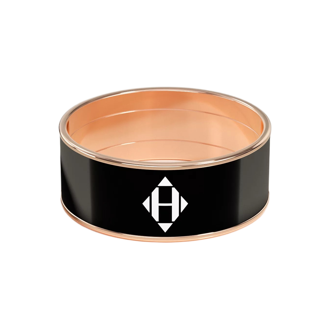 H410001FO01 (W) Hermes Uni Ring Medium Model Enamel & Rose Gold Noir