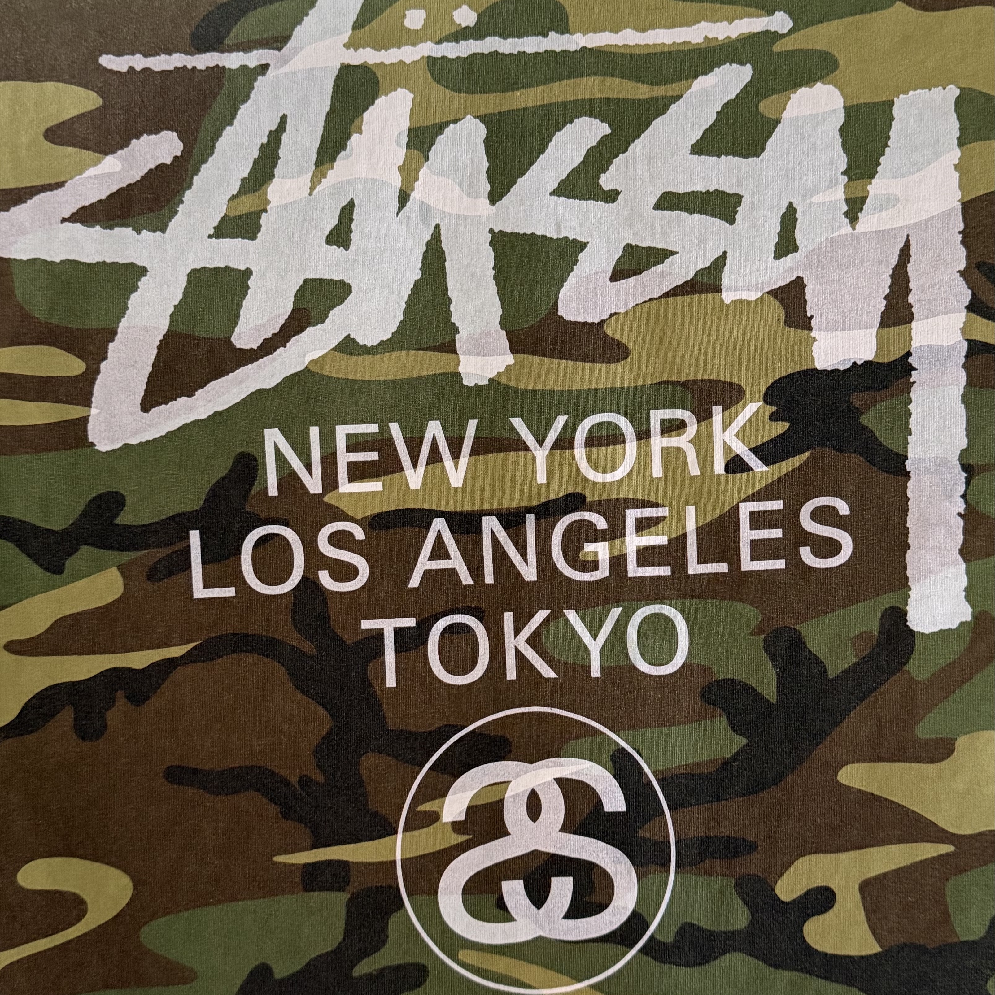 Stussy World Tour T-Shirts Camo 2025 착용 스타일