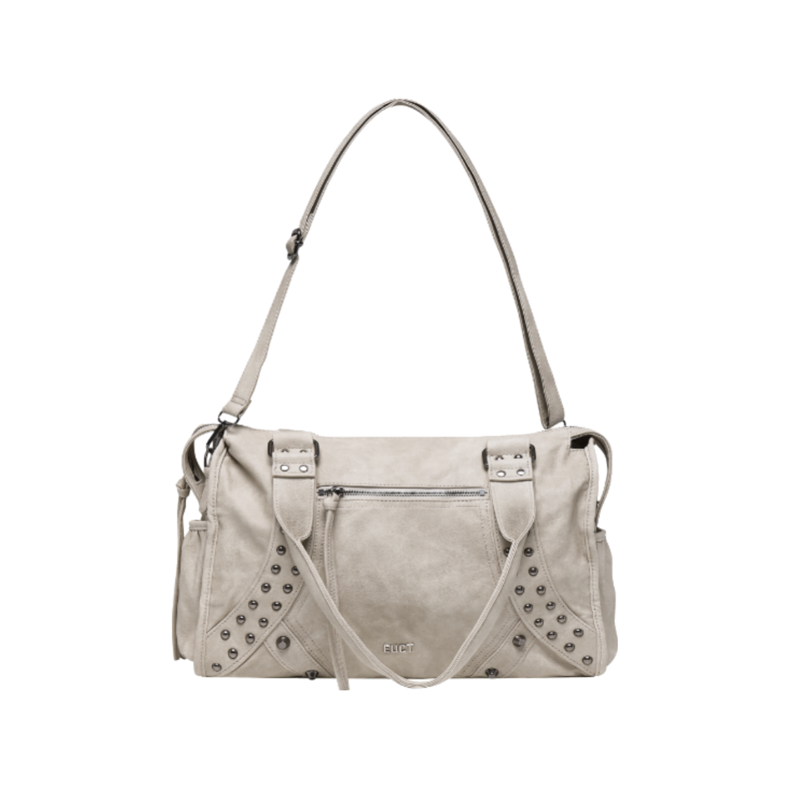 EUSSBG01 EUCT Stud Washed Leather Shoulder Bag - Beige