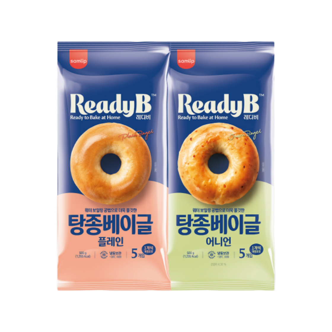 삼립 레디비 플레인/어니언 베이글 2봉 (10입)(Samlip Ready-Bee Plain/Onion Bagel 2 Bagels (10 pieces)) - 1
