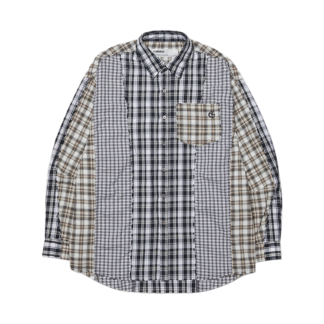 NMWF52SH02BLK NOMANUAL Raw Edge Check Shirt Black