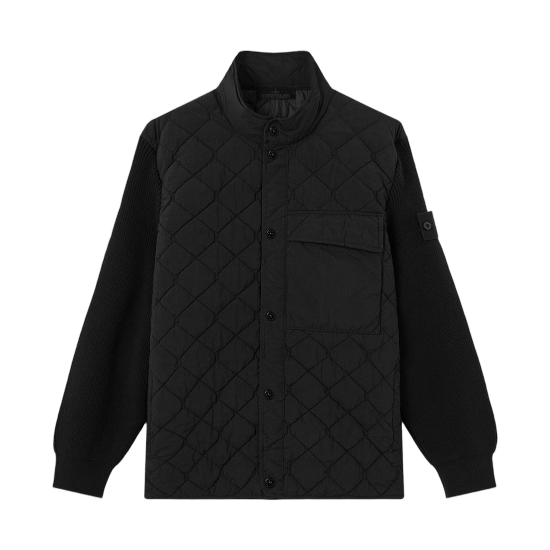 L2S1541000-16S00F6-V0029 Stone Island 4100016 Nylon Smerigliato_S.I. Ghost Padded Jacket with Anti-Drop Finish Black - 26FW