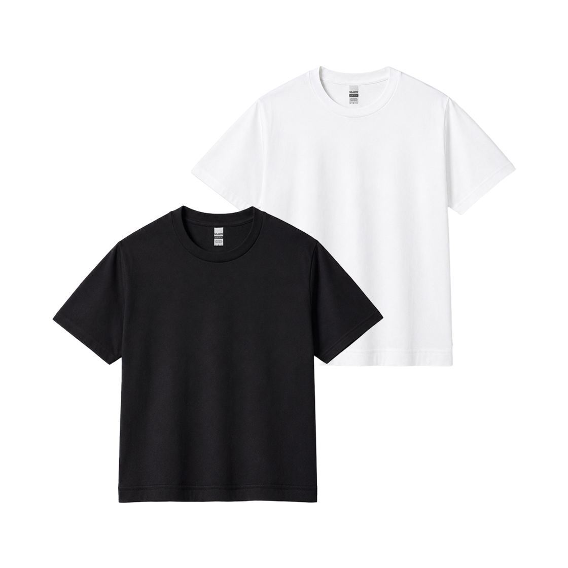 길단 세미 크롭 티셔츠 블랙화이트 2팩(Gildan Semi-cropped T-shirt Black White 2Pack) - 1