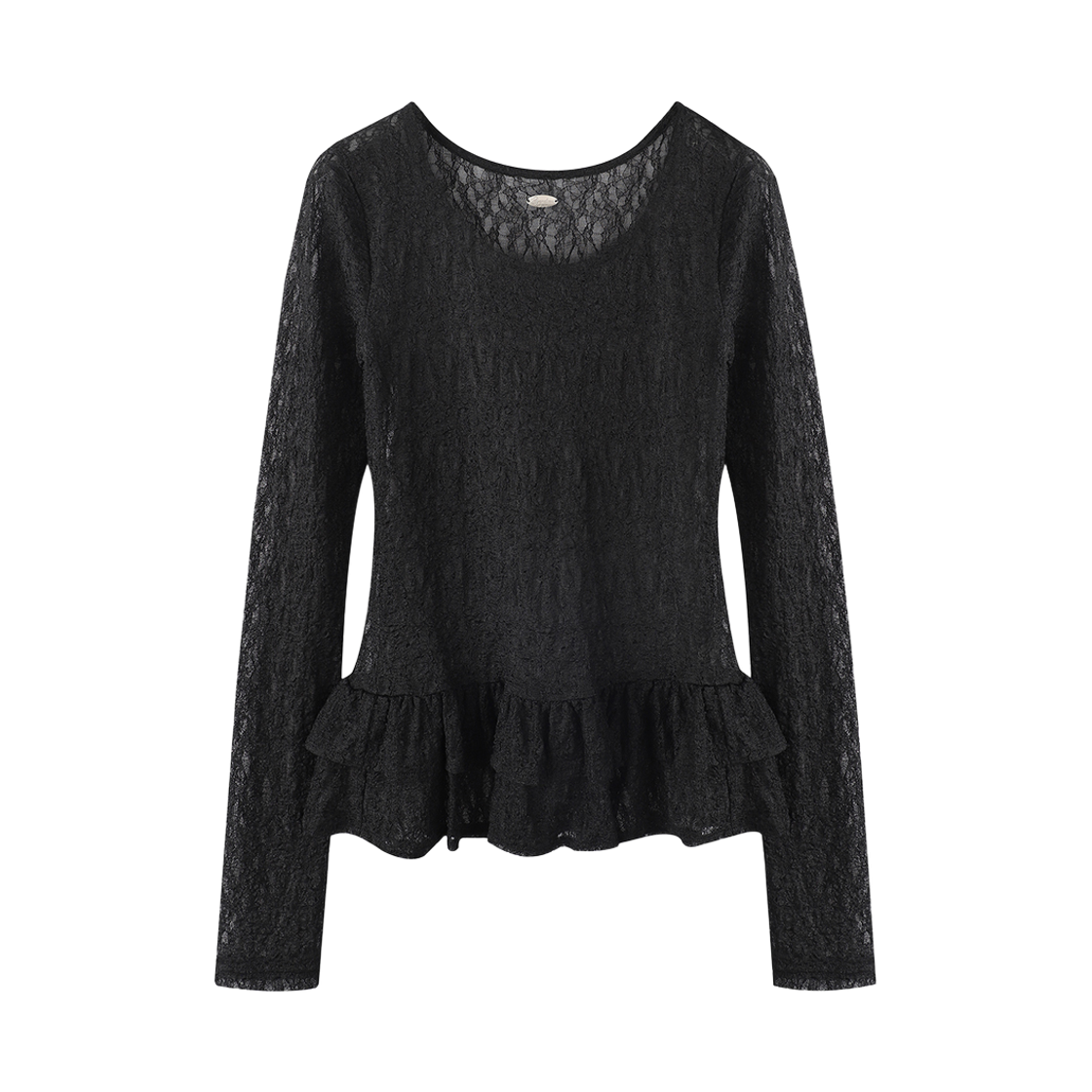 AD61TS07BK Avandress Ella Flower Sheer Frill Tee Black