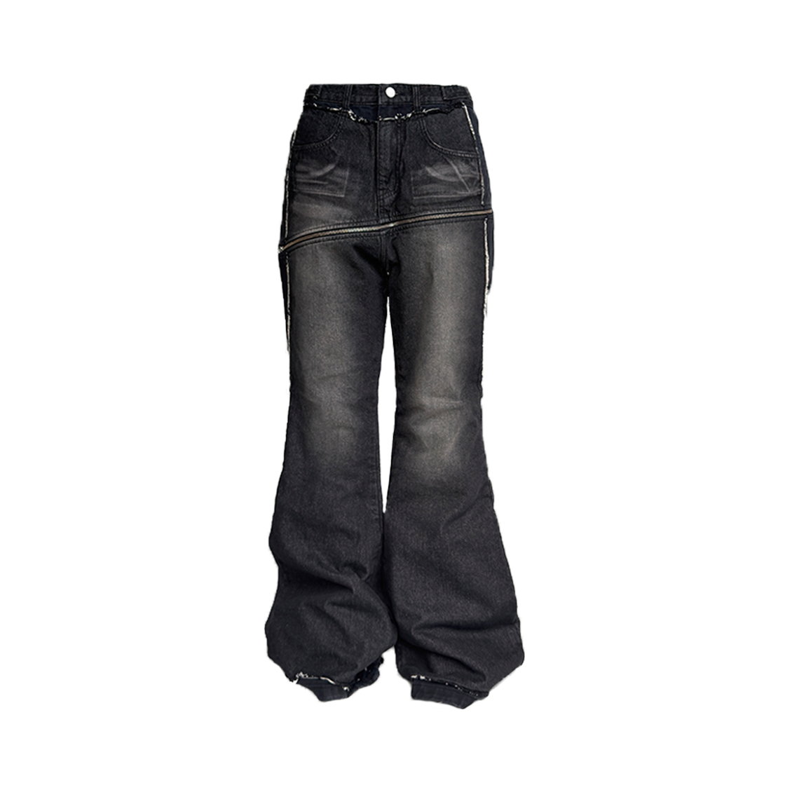 프리아큐파이 이븐 지퍼 플레어 데님 팬츠(preoccupy Even Zipper Flared Denim Pants)