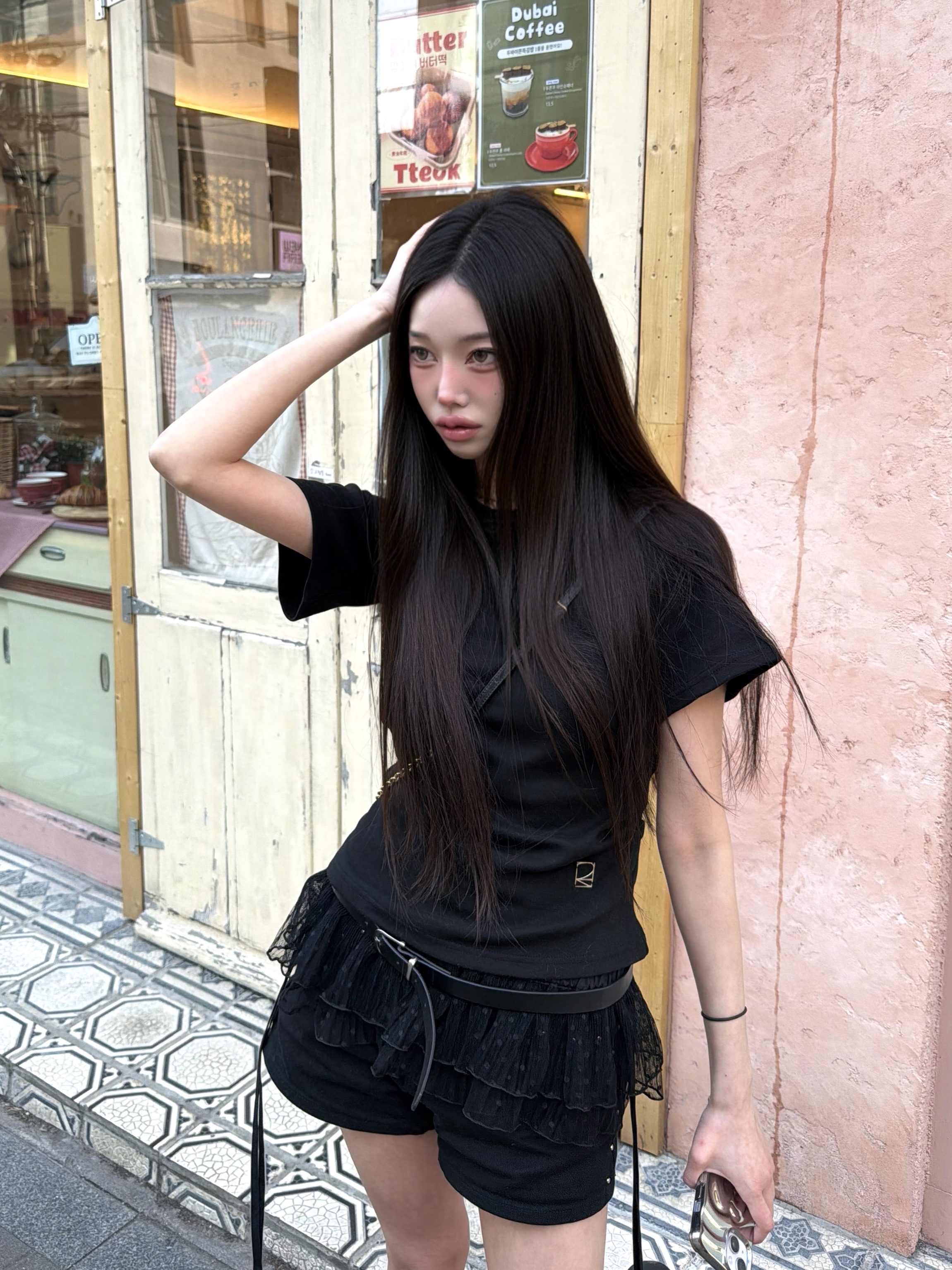 mihev Layered Polka Dot Lace Skirt 착용 스타일 - 1