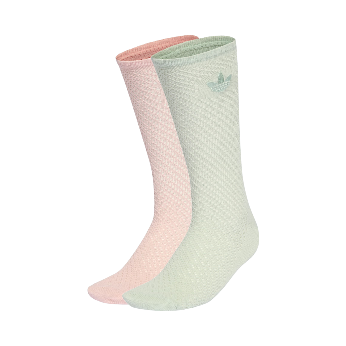 KD8397 (W) Adidas Crochet Crew Socks Sandy Pink Linen Green (2 Pack)
