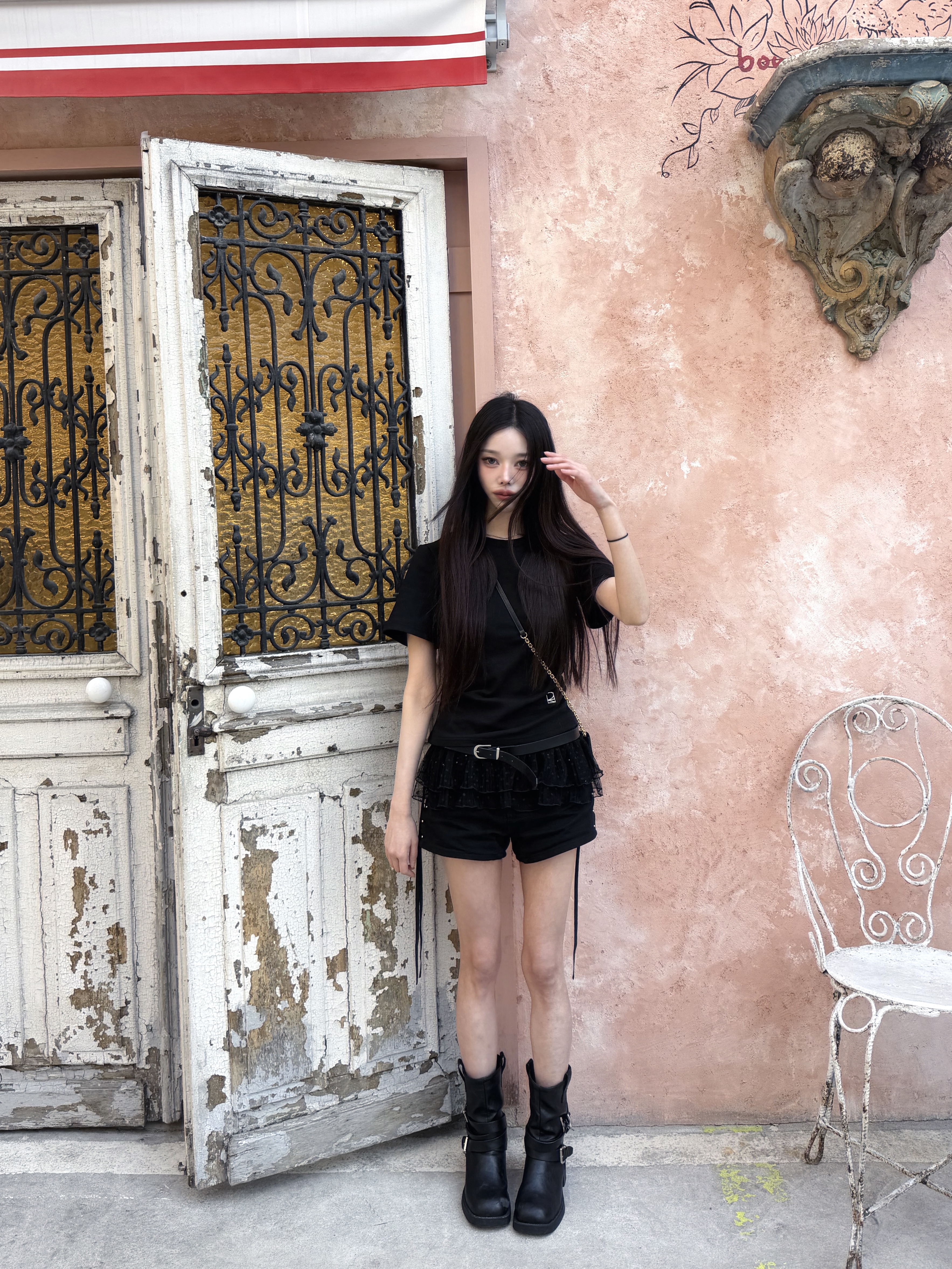 mihev Layered Polka Dot Lace Skirt 착용 스타일 - 7