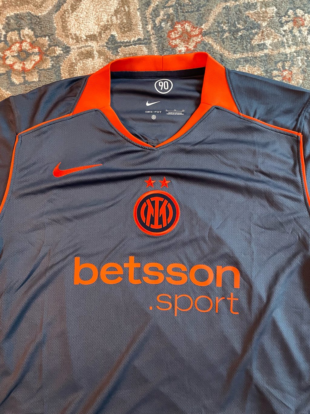 Nike Inter Milan 2025/26 Stadium Third Dri-Fit Total 90 Soccer Replica Jersey Thunder Blue Safety Orange (Non Marking Ver.) 착용 스타일 - 3