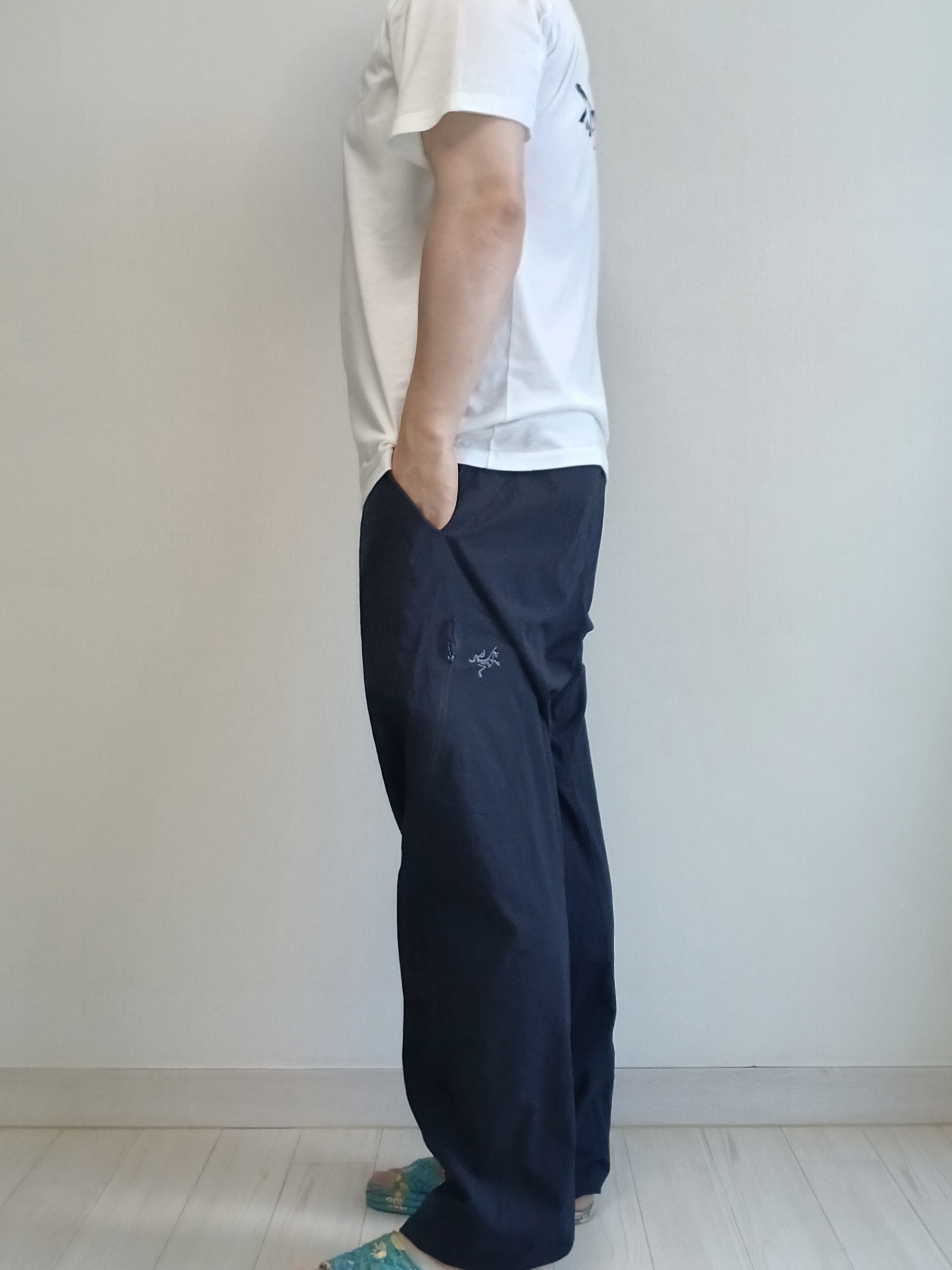 Arc'teryx Kragg SL Cotton Bird Word SS T-Shirt White Light Black, Arc'teryx Konseal Pants Black 착용 스타일 - 3