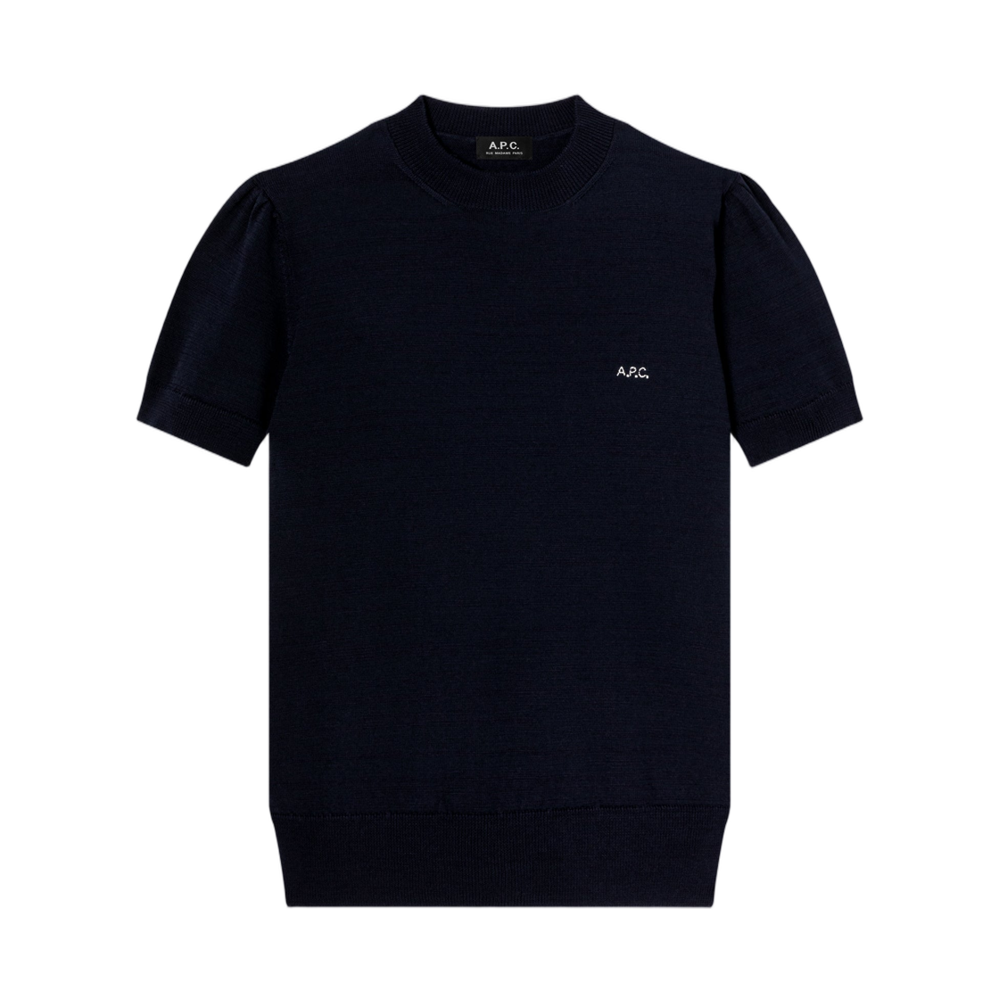WVBEP-F23486-IAK (W) A.P.C. Fitted Navy Blue Merino Wool Sweater Dark Navy