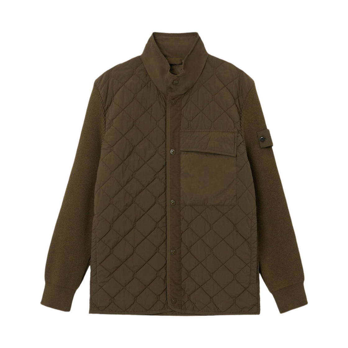 L2S1541000-16S00F6-V0054 Stone Island 4100016 Nylon Smerigliato_S.I. Ghost Padded Jacket with Anti-Drop Finish Military Green - 26FW