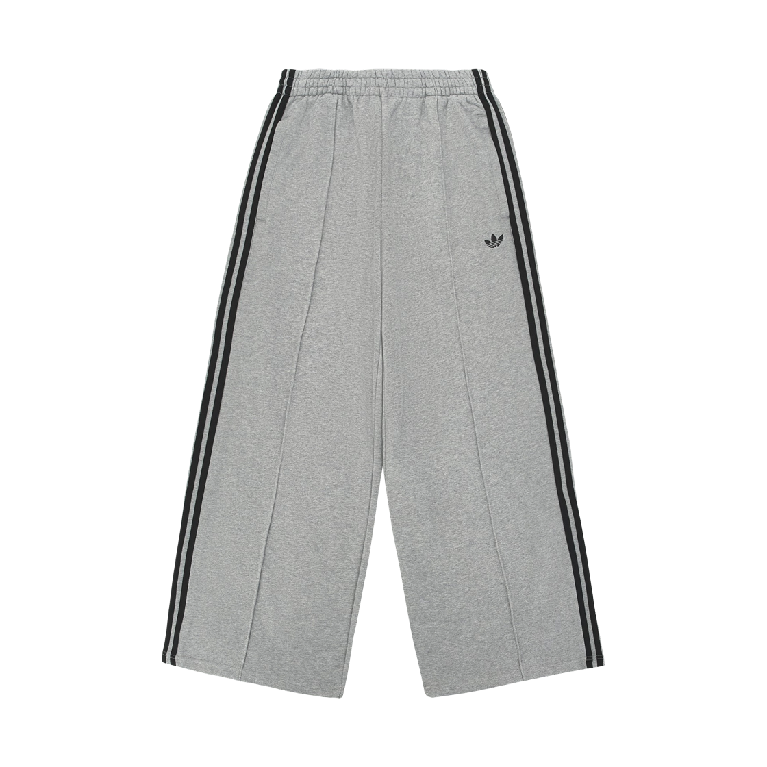 (W) 아디다스 아디컬러 삼선 와이드 스웨트팬츠 미디움 그레이 헤더 블랙 - KR 사이즈((W) Adidas Adicolor 3-Stripes Wide Sweatpants Medium Grey Heather Black - KR Sizing)
