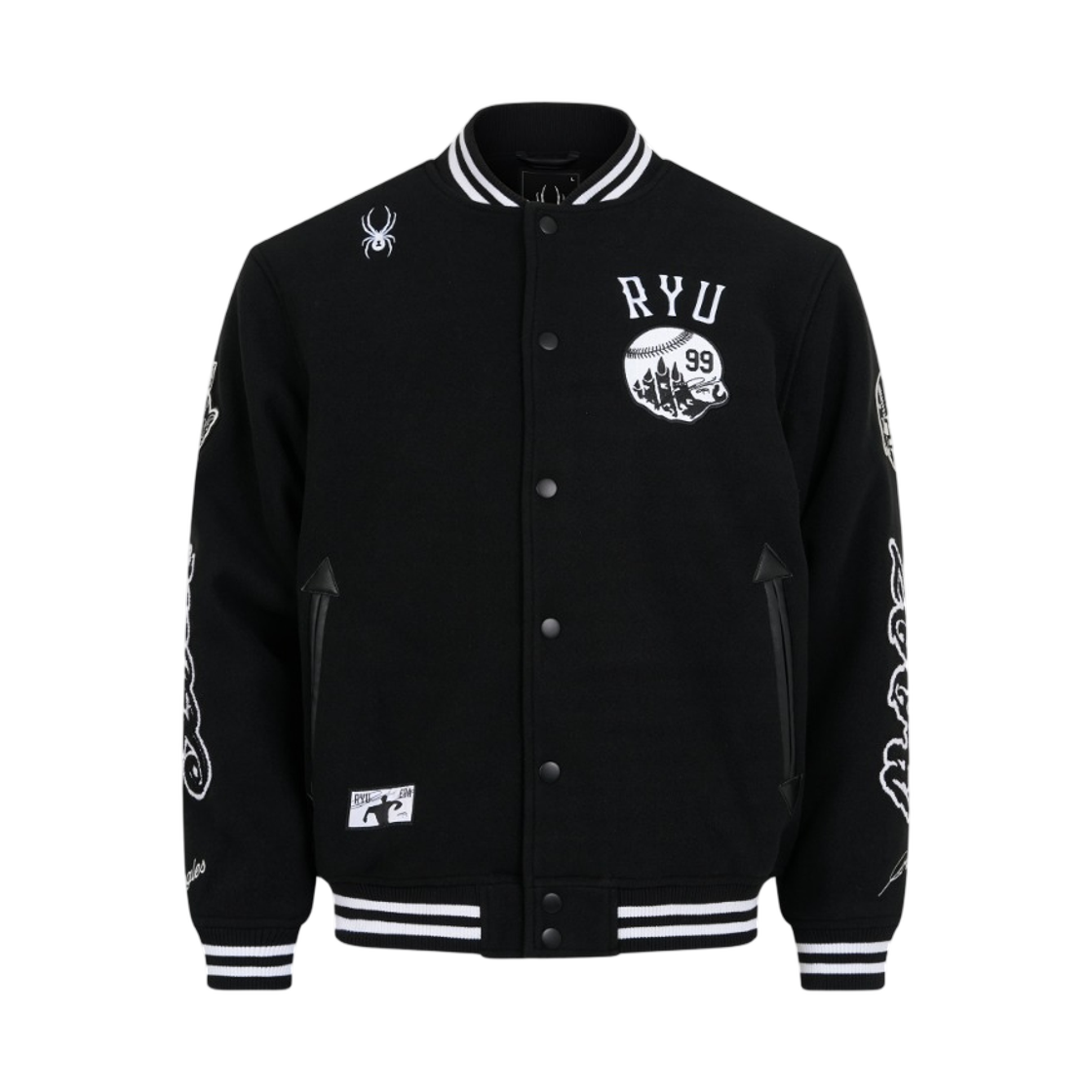 한화 이글스 스파이더 류현진 플레이어 브랜드 컬렉션 바시티 자켓 블랙(Hanwha Eagles Spyder Ryu Hyun Jin Player Brand Collection Varsity Jacket Black)