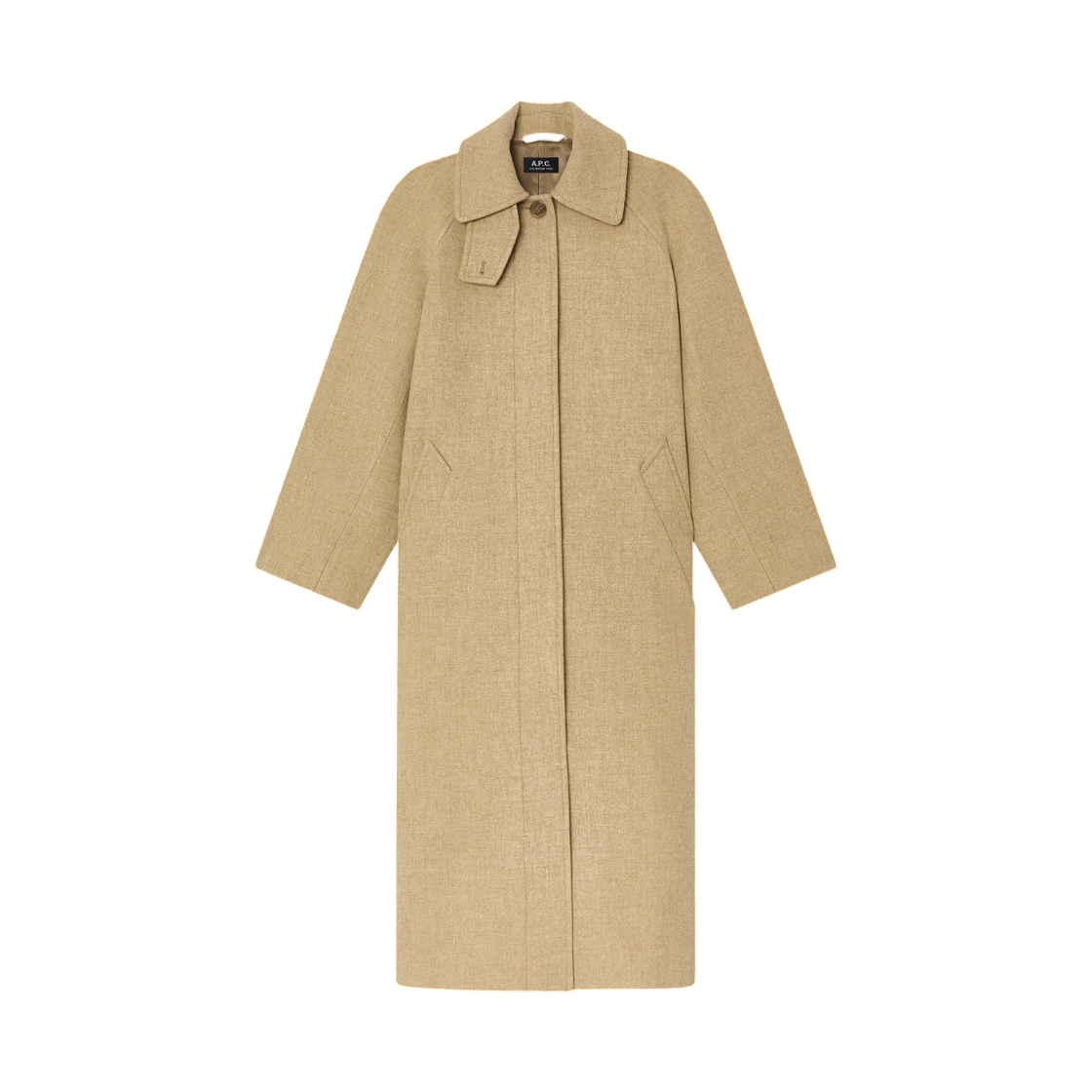 WVBEK-F01566-PBC (W) A.P.C. Oversize Solid Colour Coat with Raglan Sleeves Beige Chine