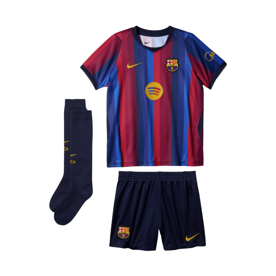 II1625-683 (Kids) Nike FC Barcelona 2026/27 Stadium Home Stadium 3-Piece Uniform Deep Garnet Blue Void (II1625-683) (Non Marking Ver.)