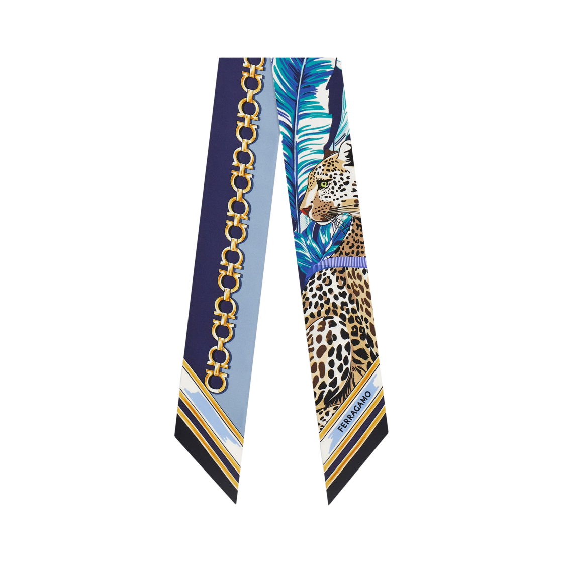 321280-795098 (W) Ferragamo Fellini Print Silk Bandeau Blue