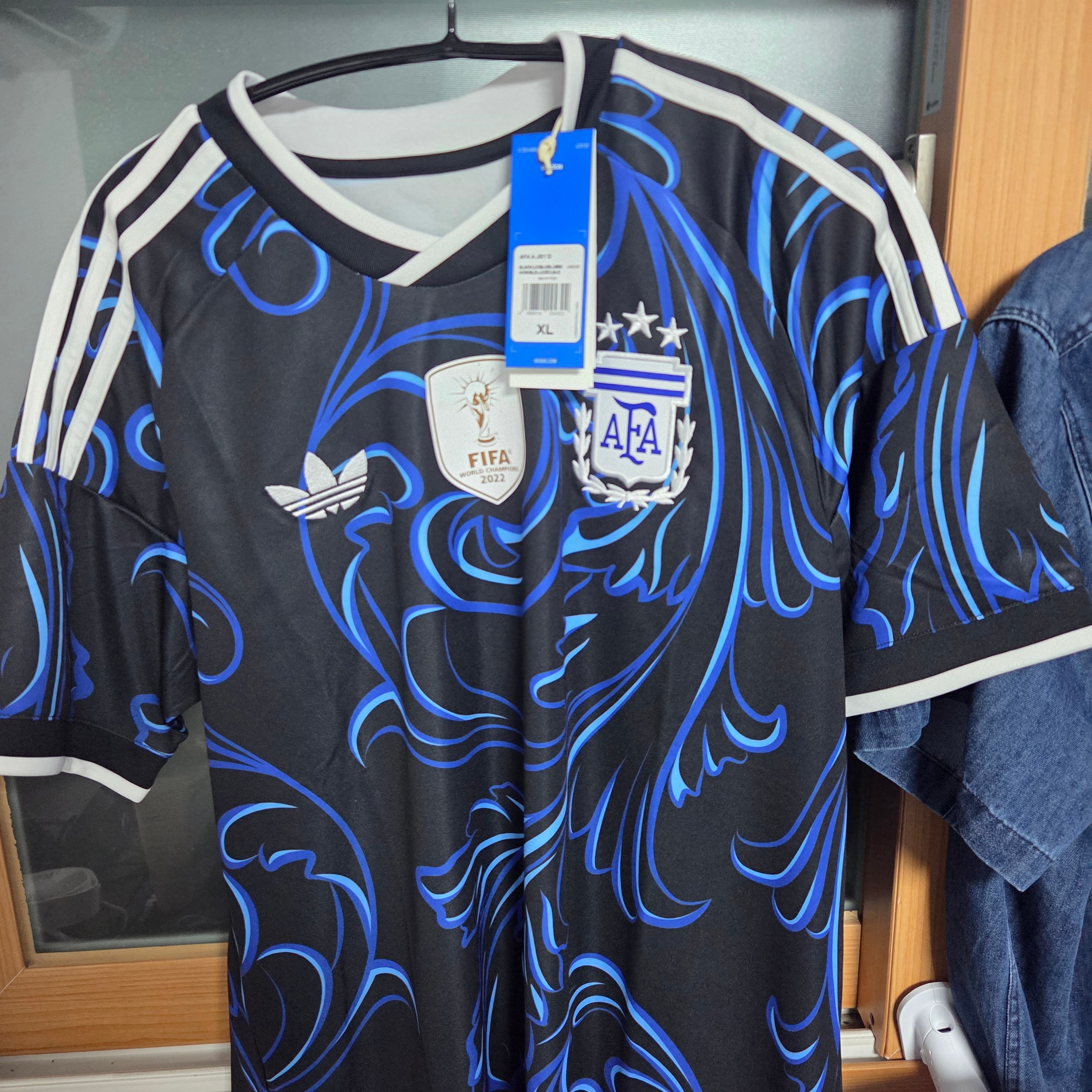 Adidas Argentina 2026 Away Jersey Black Lucid Blue - KR Sizing (Non Marking Ver.) 착용 스타일 - 1