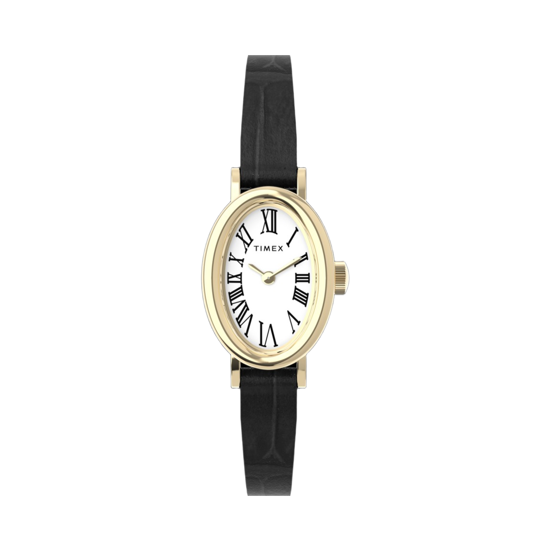 타이맥스 카바티나 쿼츠 19mm 레더 스트랩 워치 화이트 블랙(Timex Cavatina Quartz 19mm Leather Strap Watch White Black)