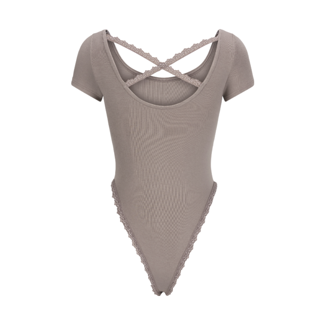 이유씨티 백리스 레이스 스퀘어넥 바디수트 - 베이지(EUCT Backless Lace Square Neck Body Suit - Beige) - 2