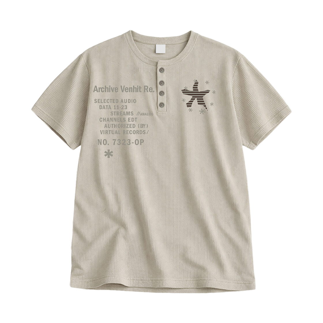 101562-0001 venhit Starfish Henley Waffle T-Shirt Ivory