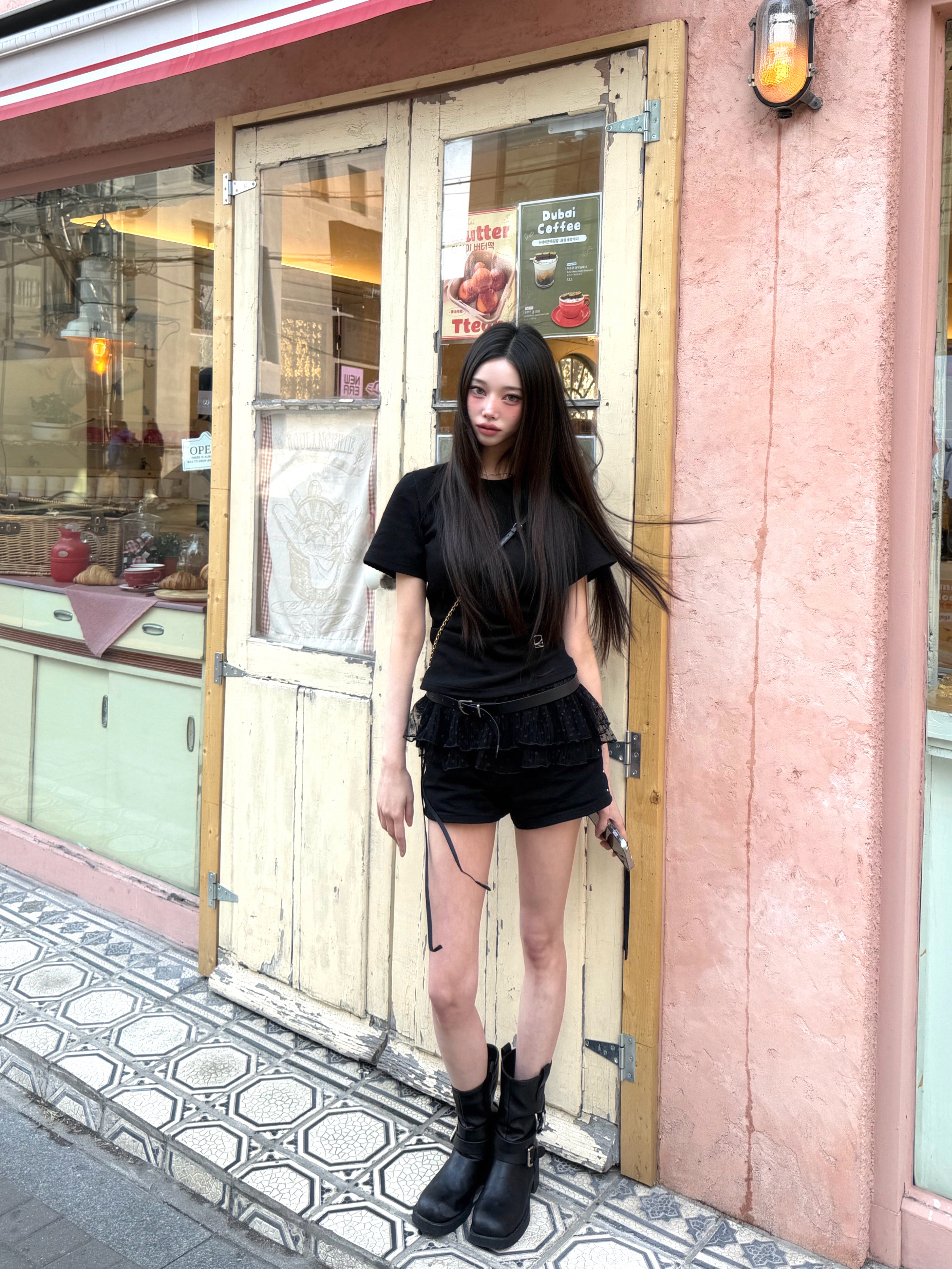 mihev Layered Polka Dot Lace Skirt 착용 스타일 - 6