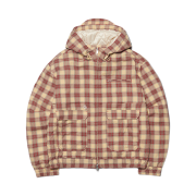 NOMANUAL Check Hooded Jacket Burgundy