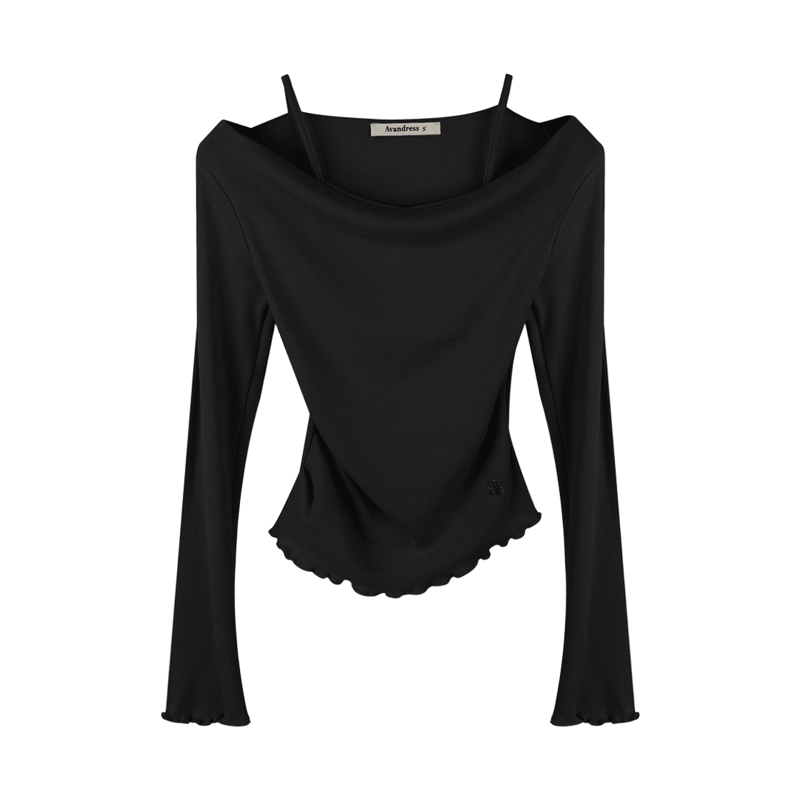 AD61TS13BK Avandress Rena Layered Knit Tee Black