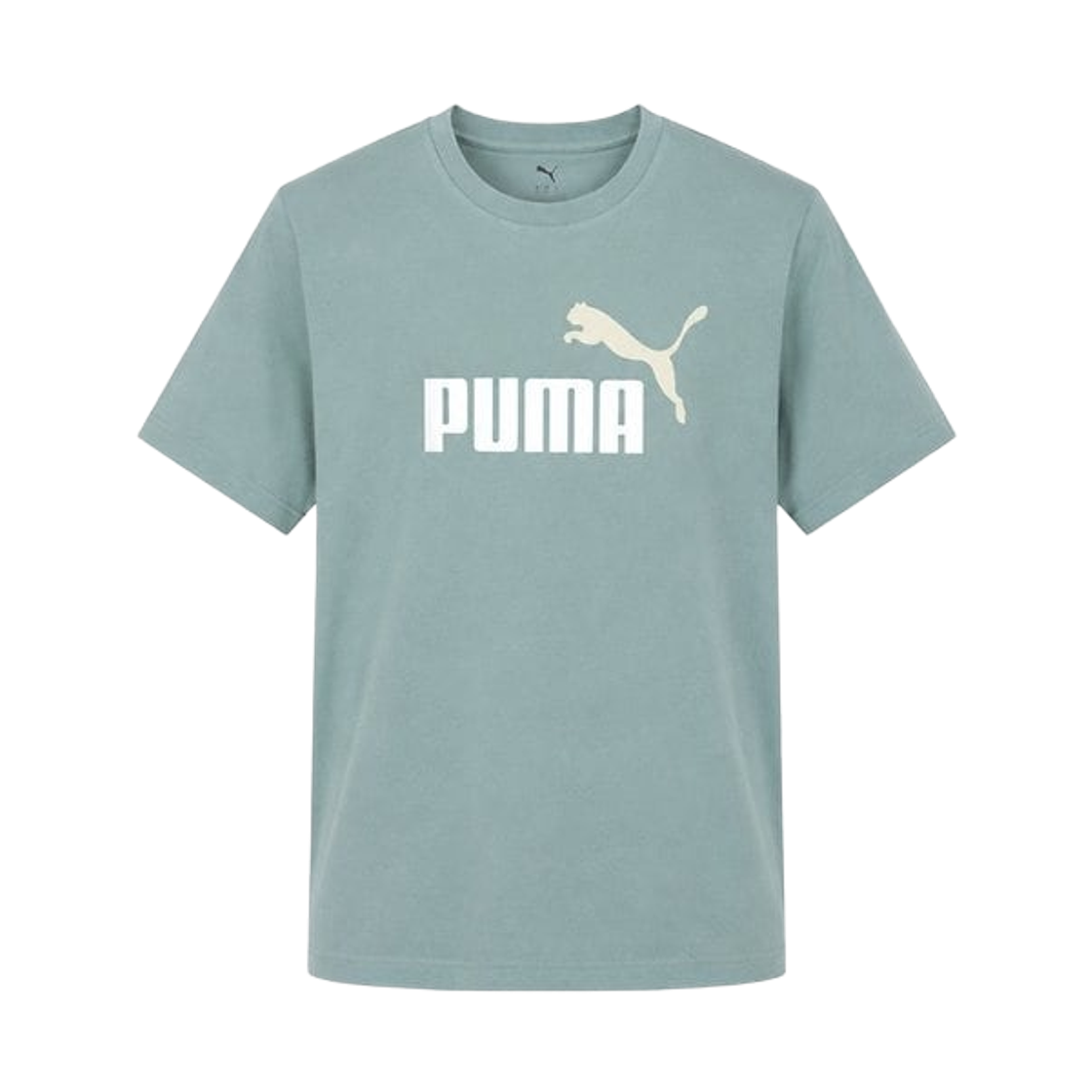 684708-30 Puma Essentials 2 Colour No.1 Logo T-Shirt Green Moon