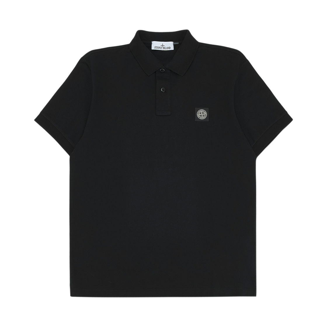 K1S1522002-SCS0017-V0029 Stone Island 22002SC Organic Cotton Elastane Pique Slim-Fit Polo Shirt with Compass Patch Black - 25SS