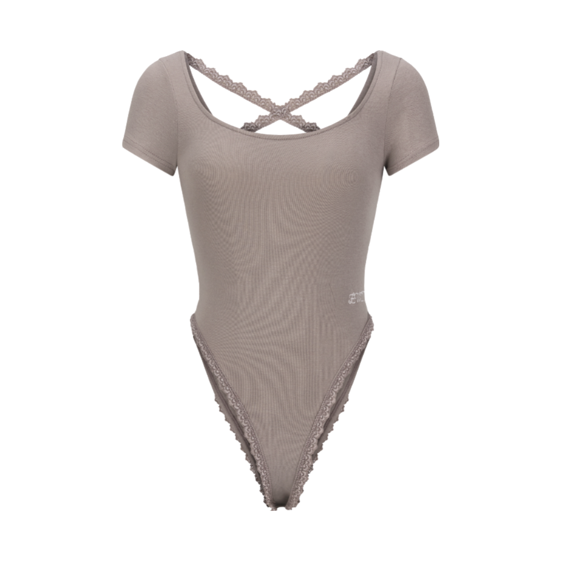 이유씨티 백리스 레이스 스퀘어넥 바디수트 - 베이지(EUCT Backless Lace Square Neck Body Suit - Beige) - 1