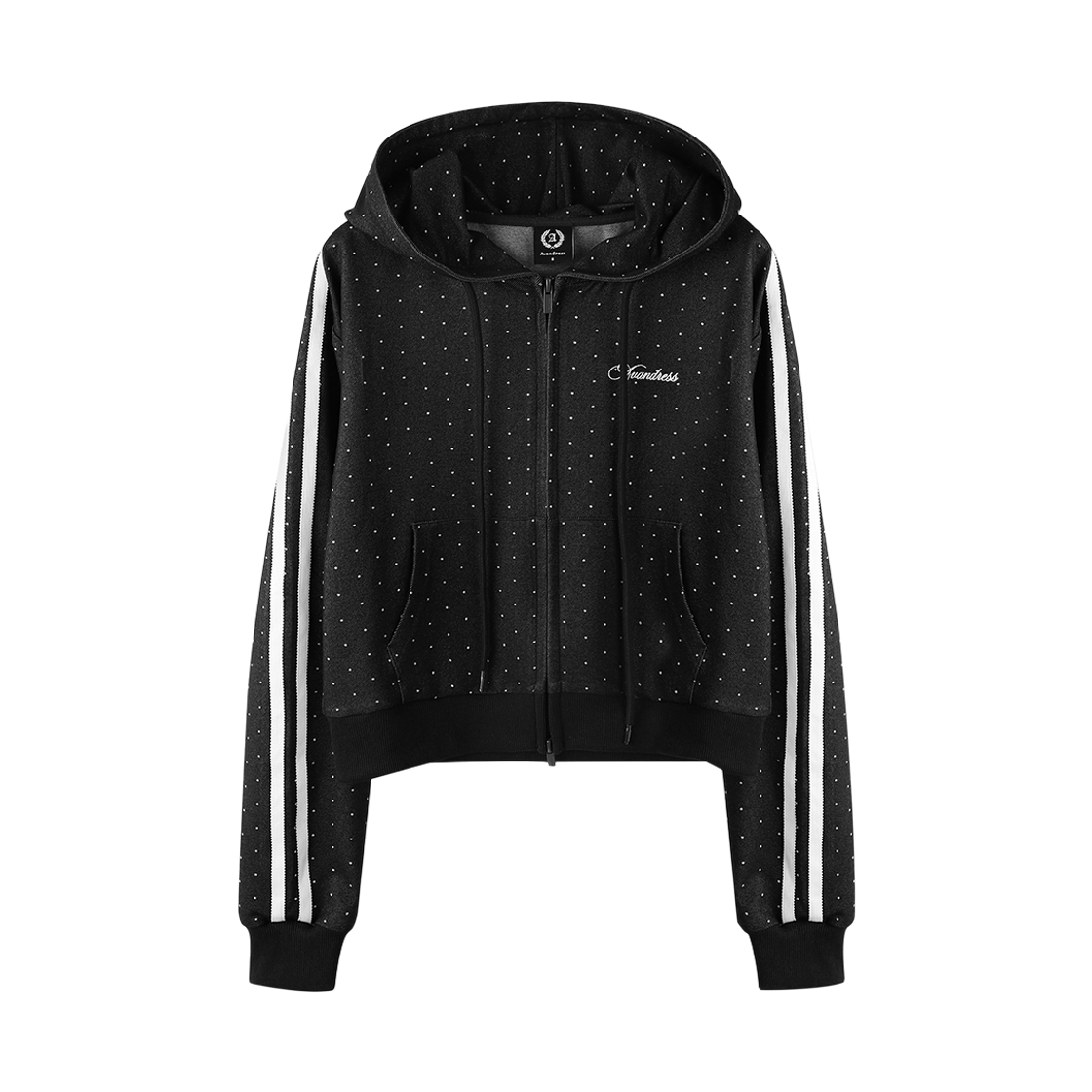 어반드레스 티니 도트 트랙 후드 집업 블랙(Avandress Tiny Dot Track Hoody Zip-Up Black)